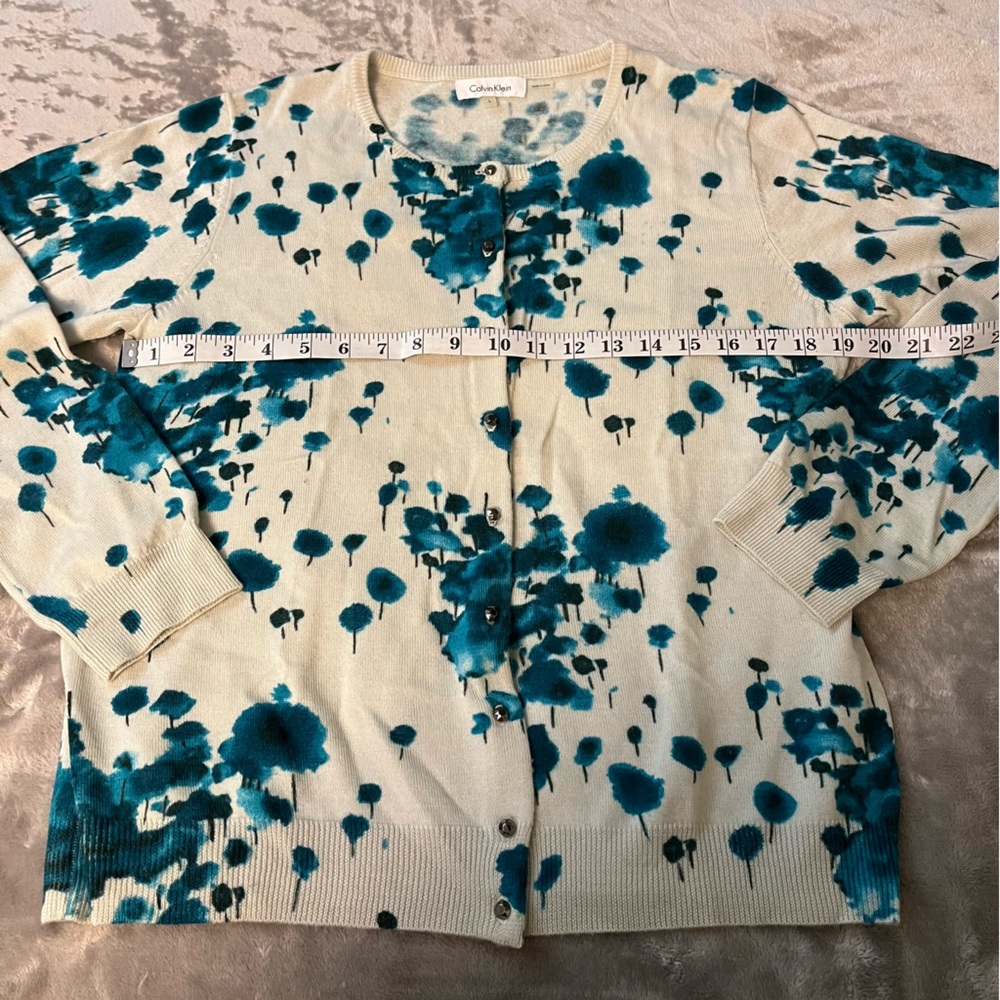 Calvin Klein Abstract Tree Print Cardigan, Size L - Picture 10 of 13